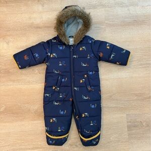 Carter's Navy Blue Footie with Fun Animal Prints